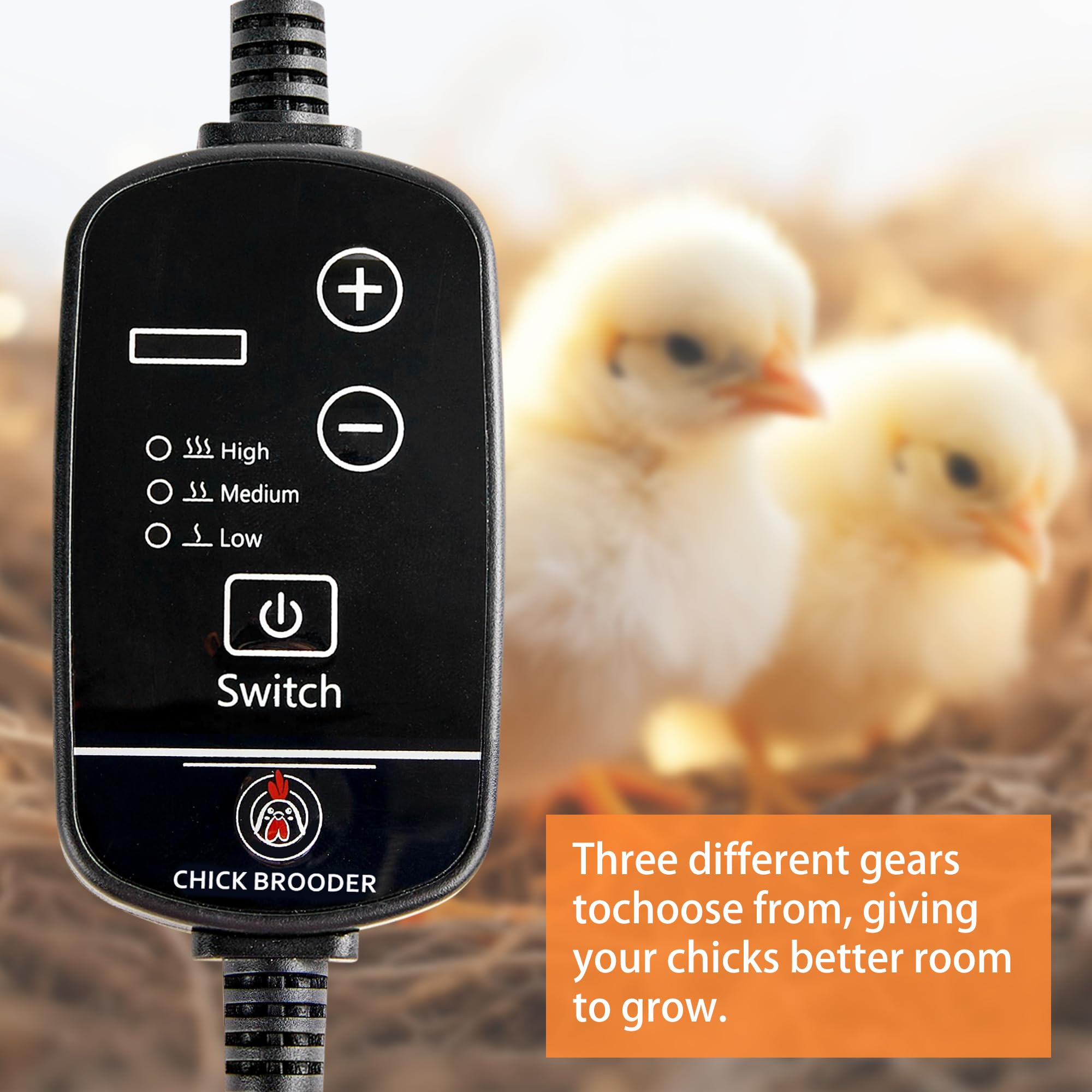 Chick Brooder Heater Plate – 12" x 8" Adjustable Height & Temperature Poultry Warmer for Up to 10 Chicks, Brooder Heating Plate for Chicks and Ducklings, Orange