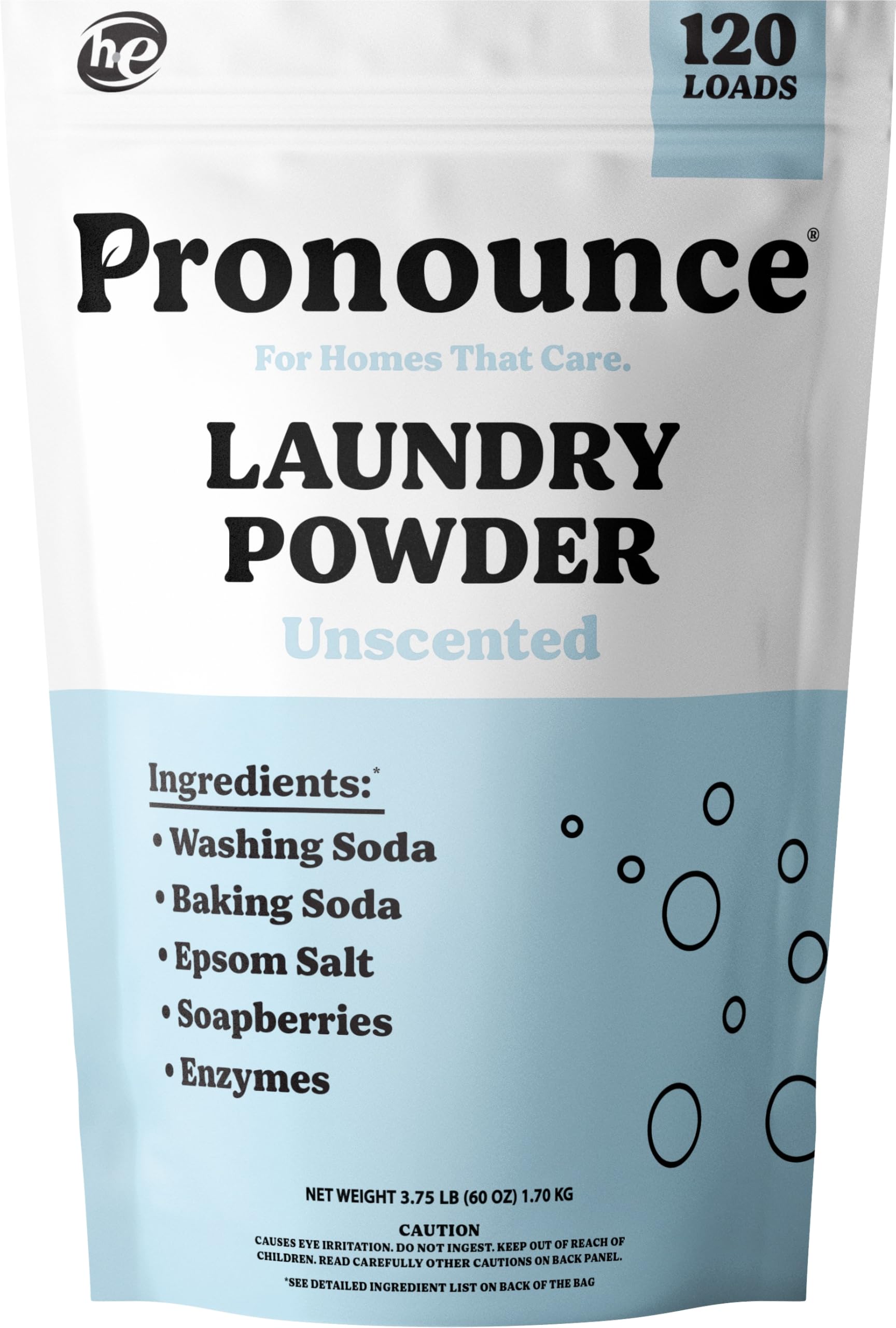 Pronounce Laundry Detergent Powder Alternative | Cleaner Ingredients. Safer for Sensitive Skin. Stain + Smell Fighting. With Essential Oils. HE Safe - 120 Loads (Lemon).