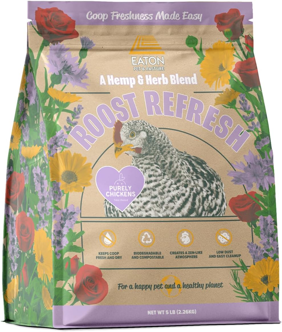Eaton Pet and Pasture Roost Refresh, Aromatic Herb and Hemp Blend, Odor Eliminator, Coop Freshness Made Easy, 5LB