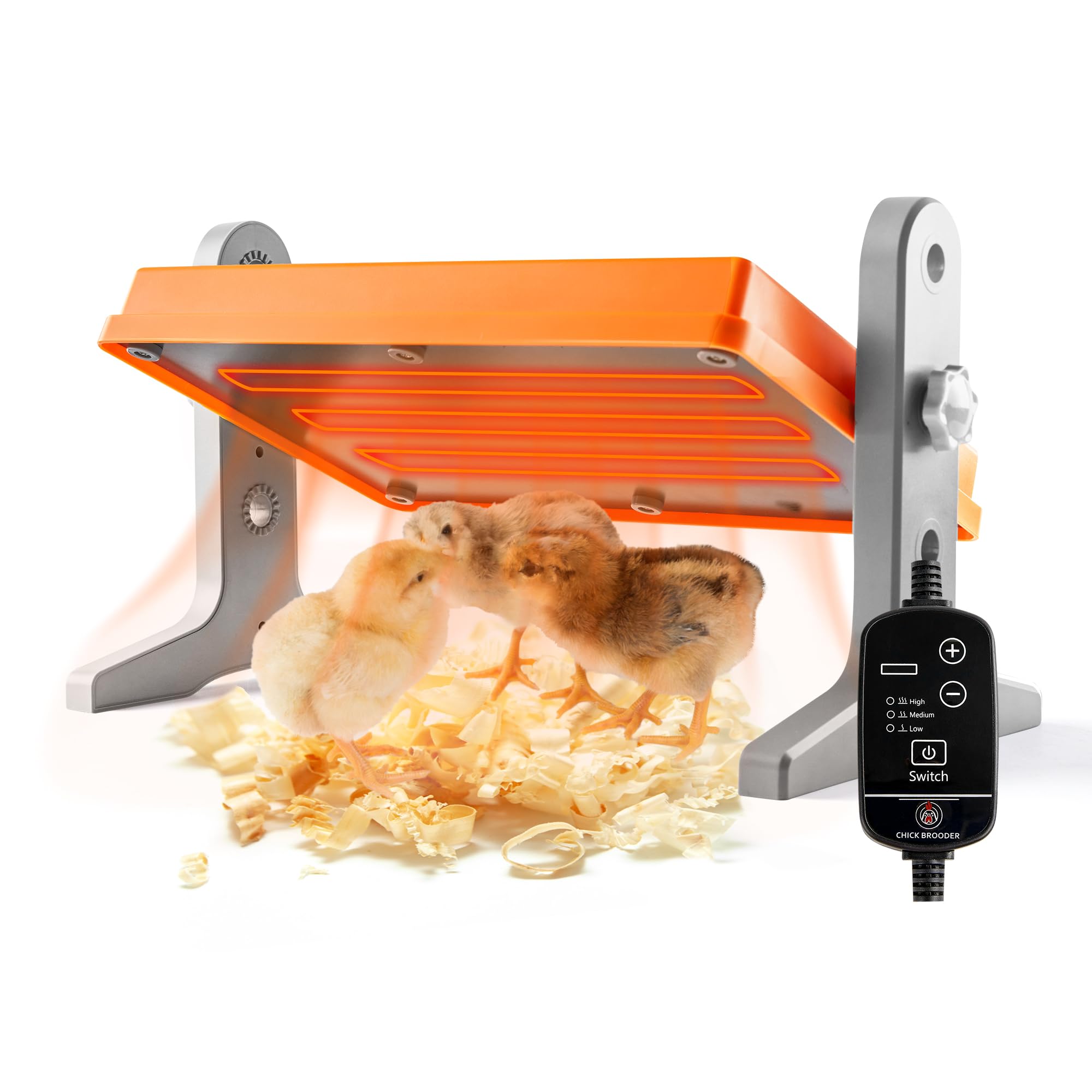 Chick Brooder Heater Plate – 12" x 8" Adjustable Height & Temperature Poultry Warmer for Up to 10 Chicks, Brooder Heating Plate for Chicks and Ducklings, Orange