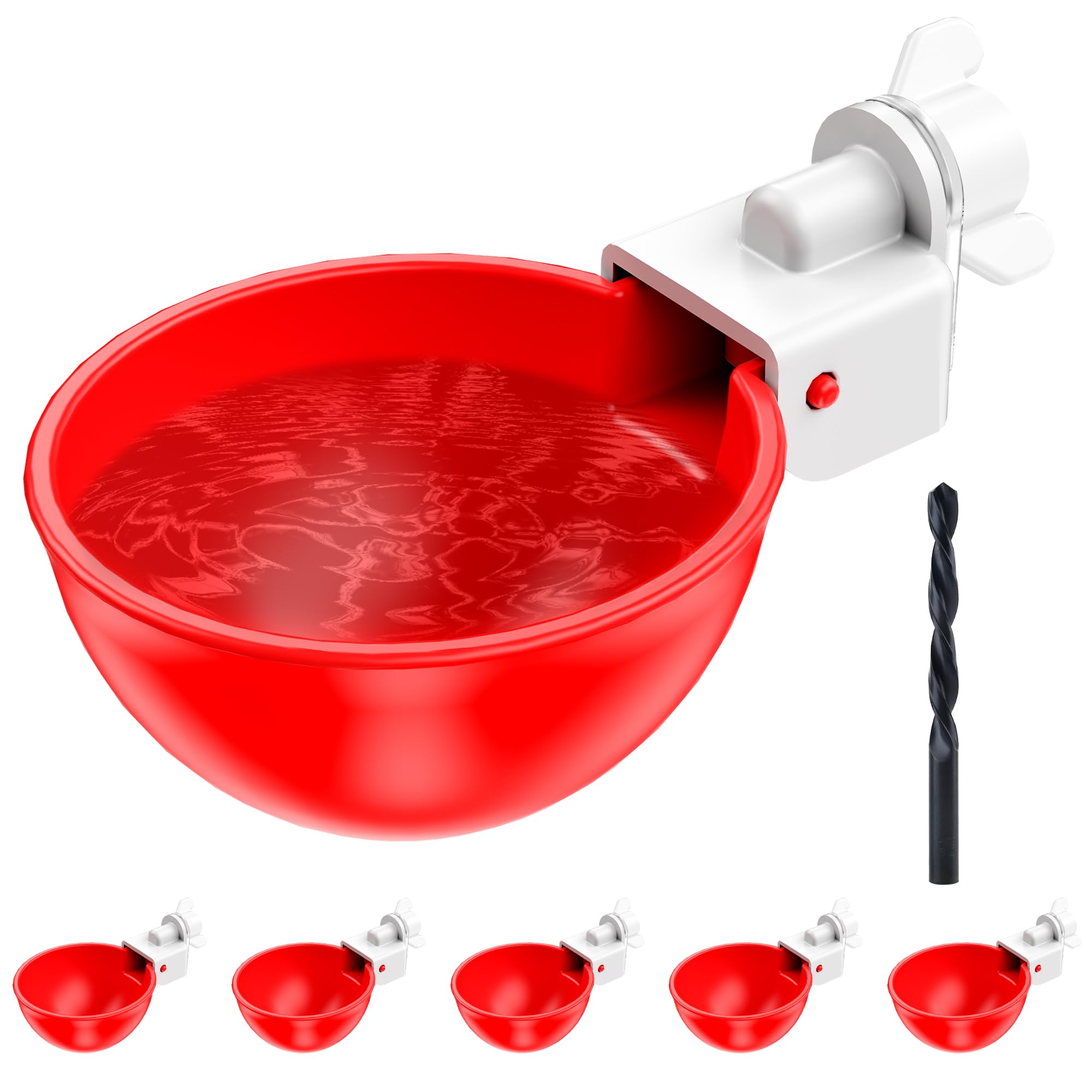 Chicken Waterer Cups, 6 Pack Automatic DIY Chicken Water Cups with 3/8'' Hole Saw