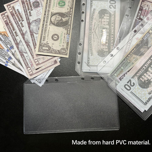 12PCS A6 Binder Pockets with No Zippers, Zipless Budget Envelopes for the Cash System, A6 Binder Pouch for 6 Ring Binder, Money Folder Organizer, Clear PVC Savings Challenges Envelopes, 12PCS.