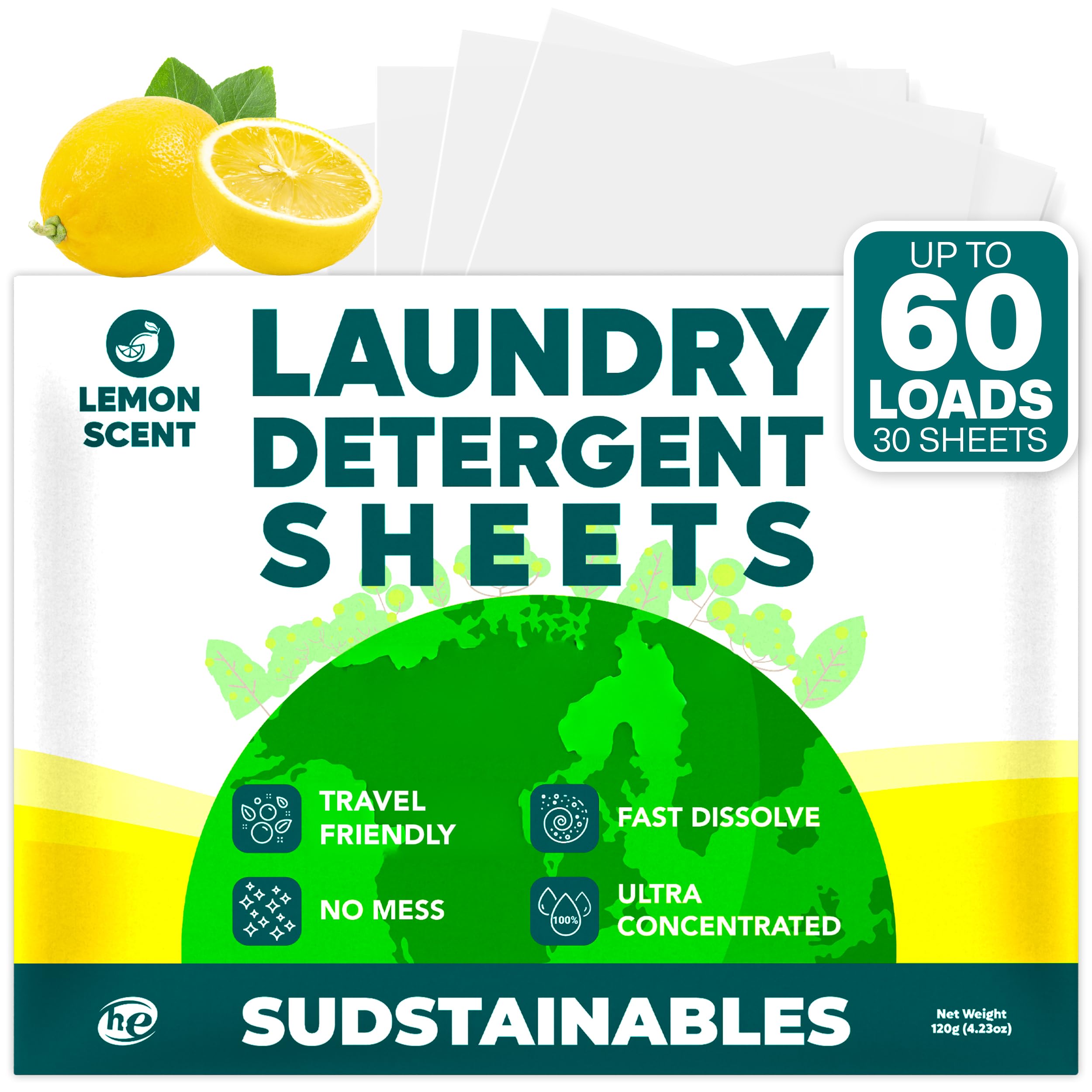 Sudstainables Laundry Detergent Sheets 200 Loads – Dissolvable Laundry Sheet for Washing Machines, Compact Alternative to Liquid & Powder Detergent, Travel-Friendly Soap | Fresh Linen