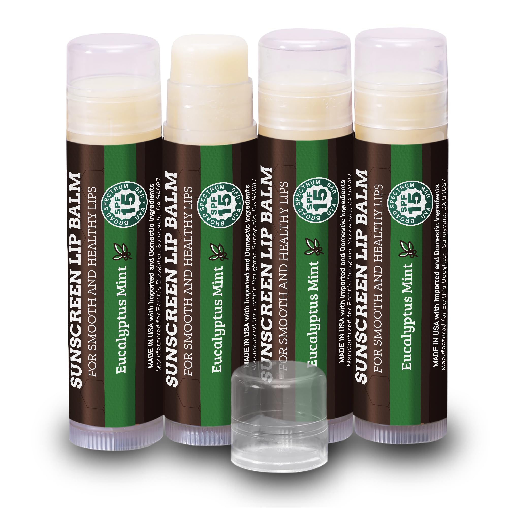 Earth's Daughter USDA Organic Lip Balm 6-Pack - Fruit Flavors, Beeswax, Coconut Oil, Vitamin E - Best Lip Repair Chapstick for Dry Cracked Lips - Moisturizing Lip Care