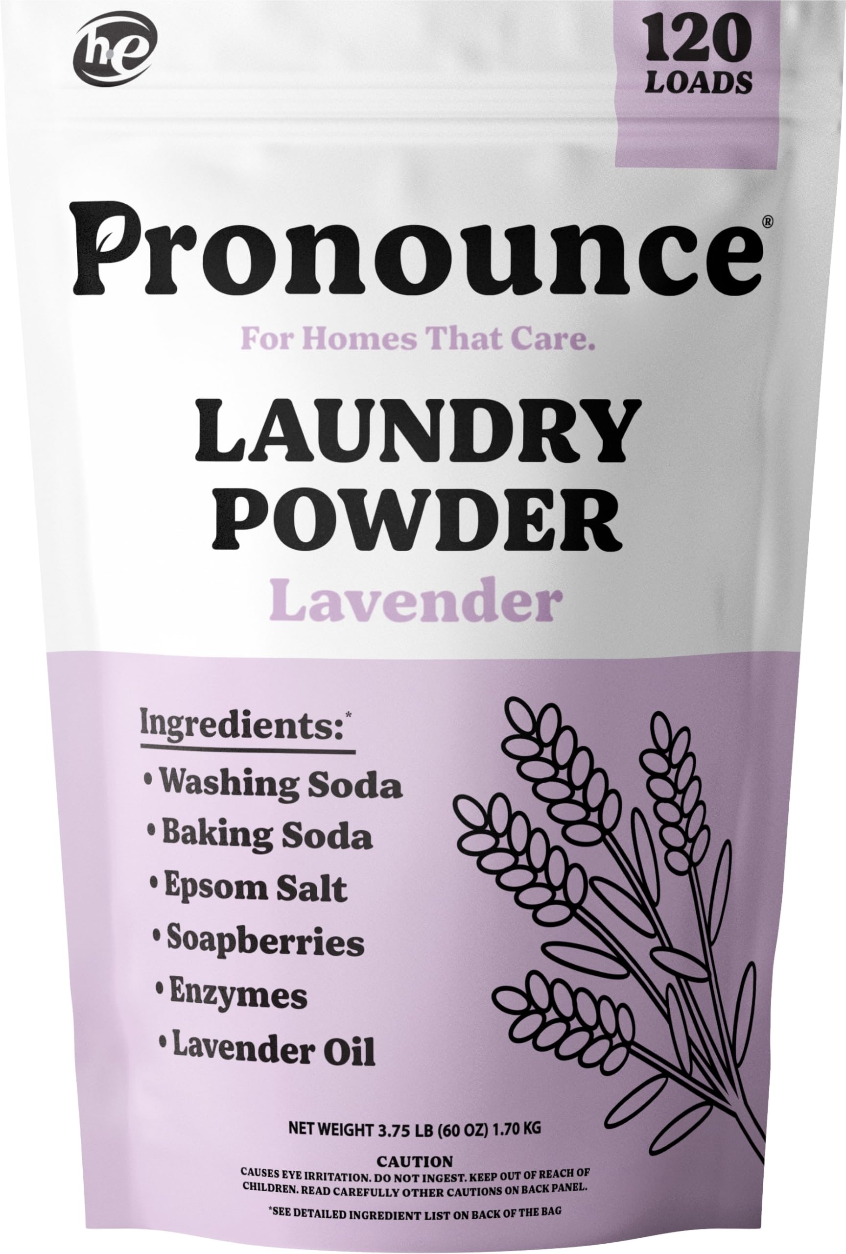 Pronounce Laundry Detergent Powder Alternative | Cleaner Ingredients. Safer for Sensitive Skin. Stain + Smell Fighting. With Essential Oils. HE Safe - 120 Loads (Lemon).